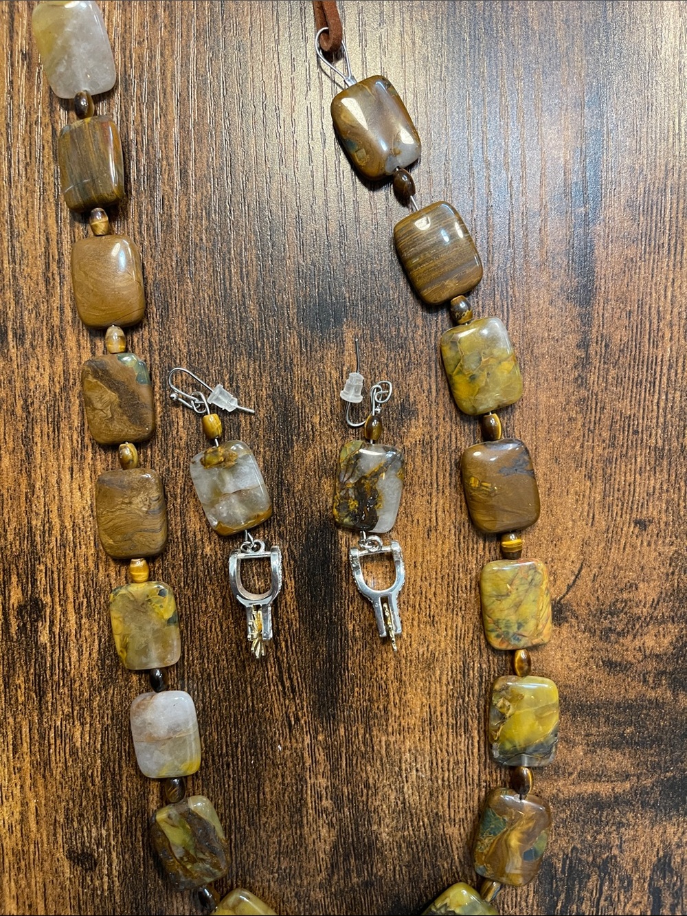 Handmade “jasper” Stone Earrings and Hatband Set - Picture 8 of 9